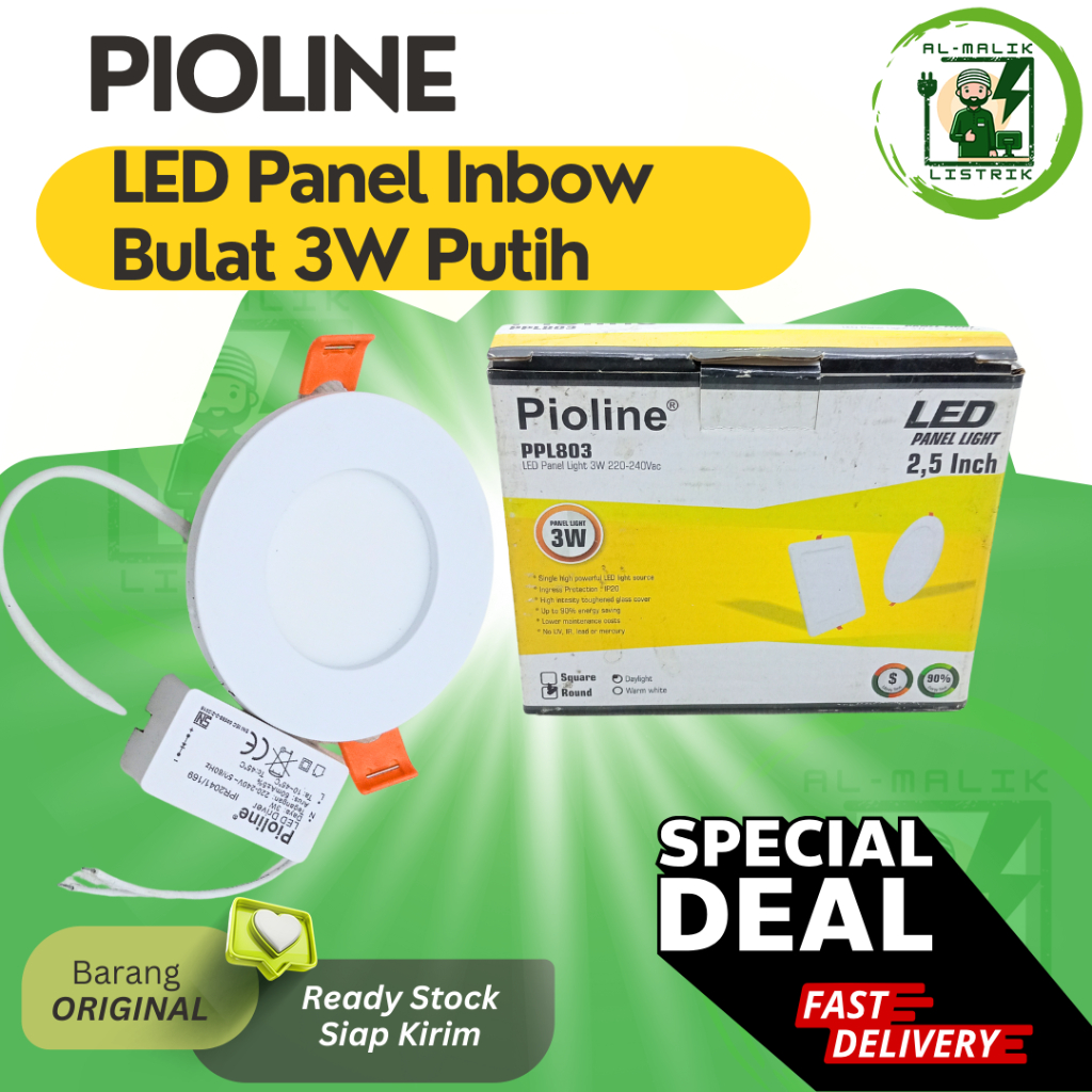 LED Panel Bulat 3Watt Warna Putih-  Kuning Pioline
