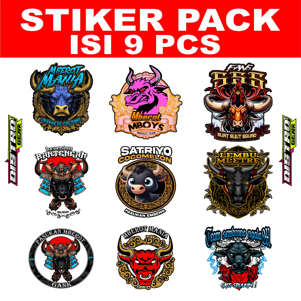 

STIKER BANTENGAN MBEROT PAKET 9 + 1 STIKER MBEROT VIRAL