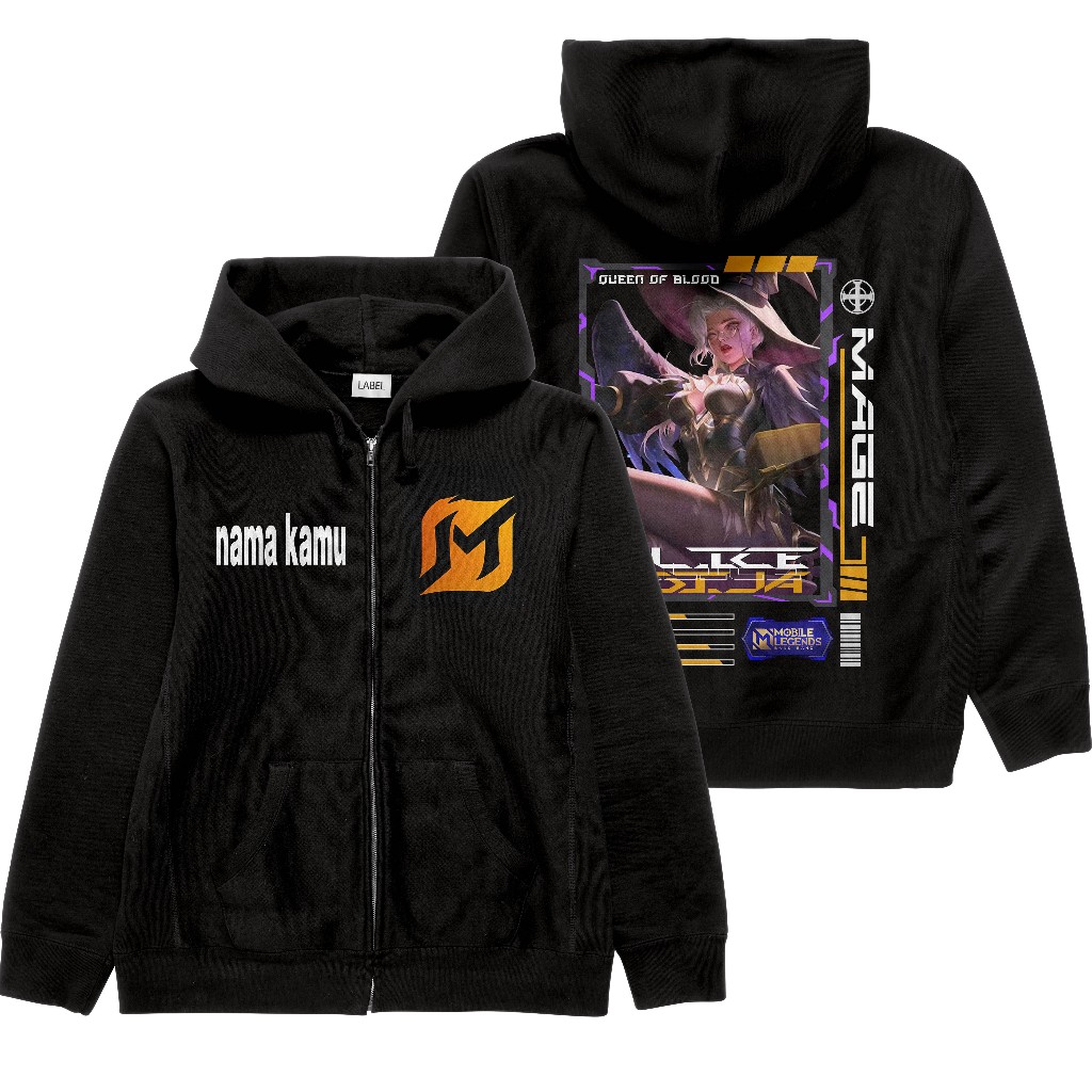 CUSTOM NAMA JAKET SWEATER HOODIE ZIPPER ANAK HERO MOBILE LEGEND ML USIA 1 2 3 4 5 6 7 8 9 10 11 12 1