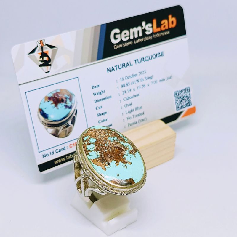 Cincin Natural Pirus Persia (Turquoise) + Memo
