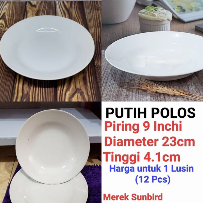 piring makan keramik piring pesta piring RM Padang Putih Polos harga 1 Lusin (12 Pcs)