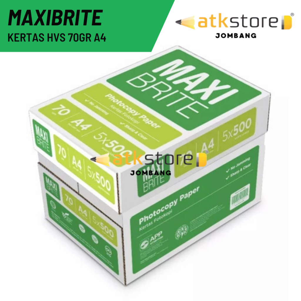 Maxi Brite Kertas HVS A4 70sgm / Kertas HVS Maxi Brite A4 70 gr 1 Box 5 Rim