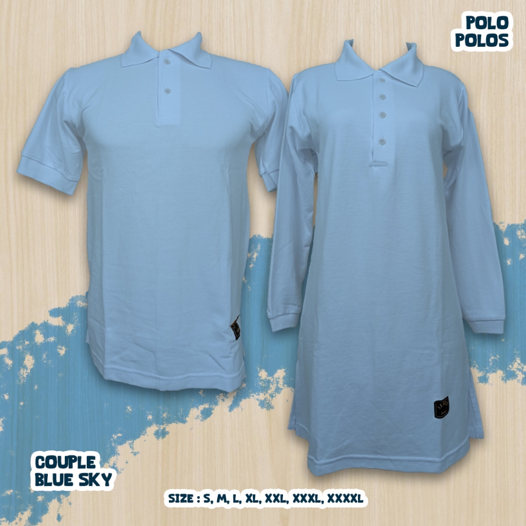 S-XXXL Kaos Polos Tunik Polo Muslimah Sky Blue/Seragam Olahraga/Kerja/Santai