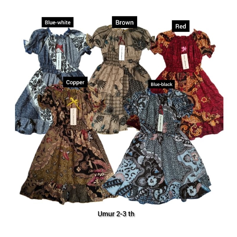 Batik anak perempuan dress batik anak perempuan batik full umur 2-3 tahun