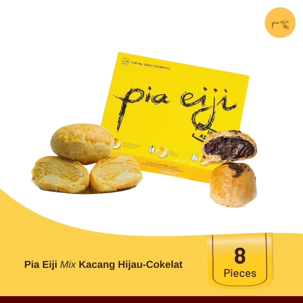 

PIA EIJI - Mix Kacang Hijau Cokelat - 1 Box Isi 8 Pcs