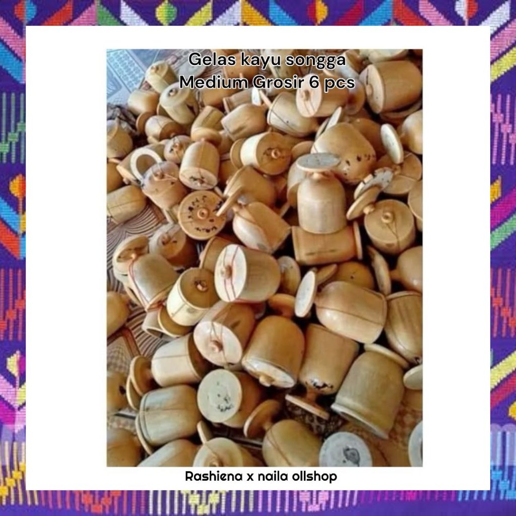 Gelas kayu songga khusus grosir 6 pcs / ukuran medium / gelas akar pasak bumi / gelas kayu ular / kh