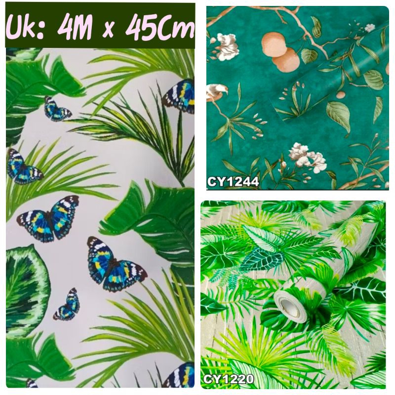 Wallpaper Motif Daun Bambu Salur Wallpaper hijau Wallpaper Pemandangan Wallpaper Hiasan Dinding Wall