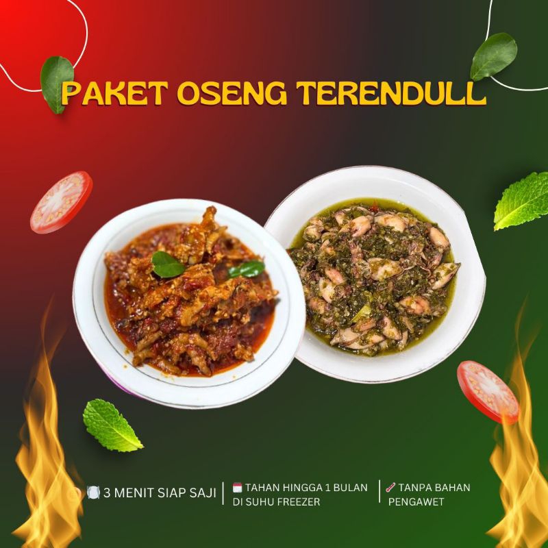 

PAKET OSENG TERENDUL (OSENG MERCON CEKER TANPA TULANG DAN CUMI SAMBAL IJO) 400g