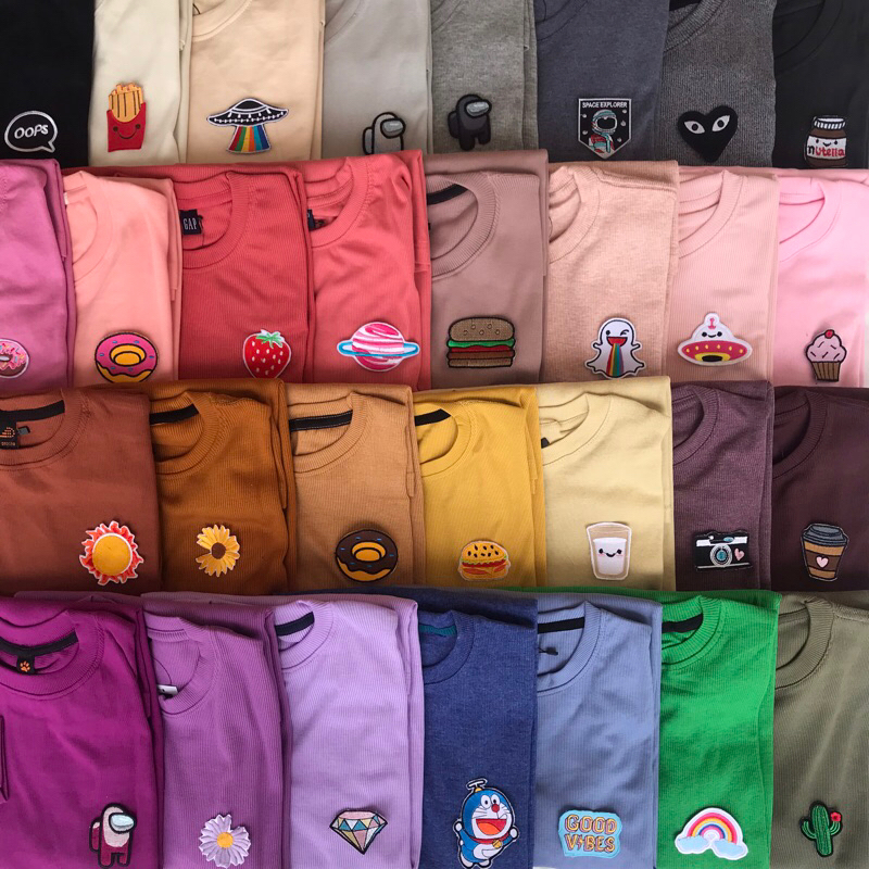 KAOS PATCH PREMIUM LENGAN PANJANG | KAOS RIB BORDIR | KAOS KARAKTER