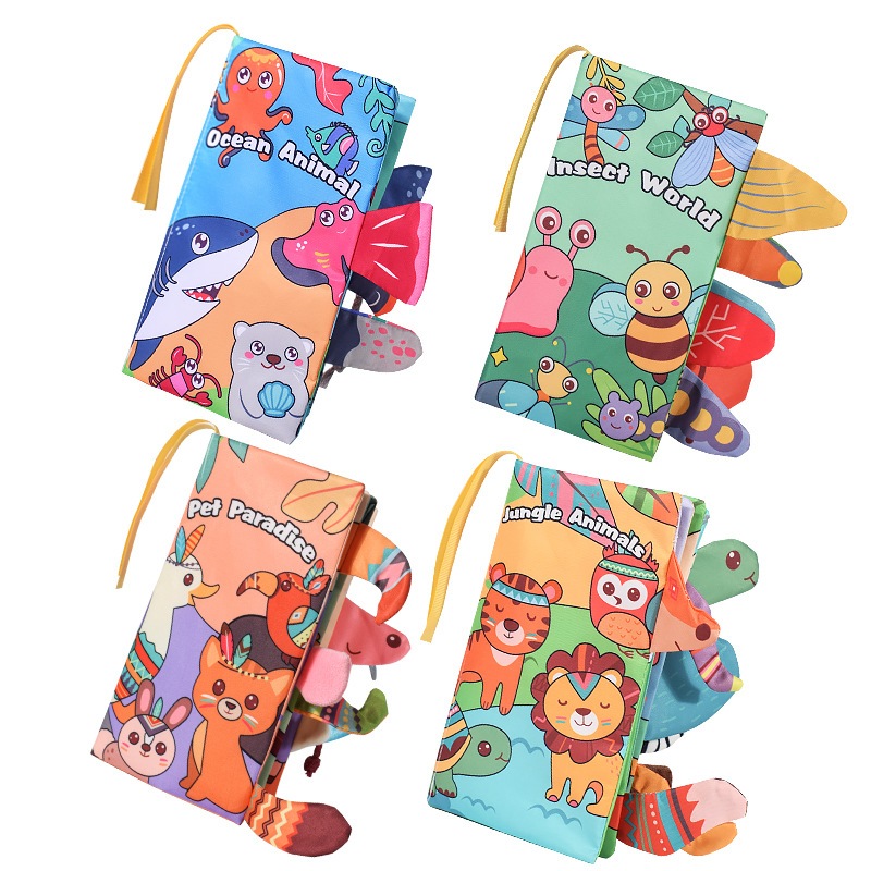 WNDR Animal Cloth Book Mainan Edukasi dengan bunyi | Cloth Book sensory Play motif hewan lucu