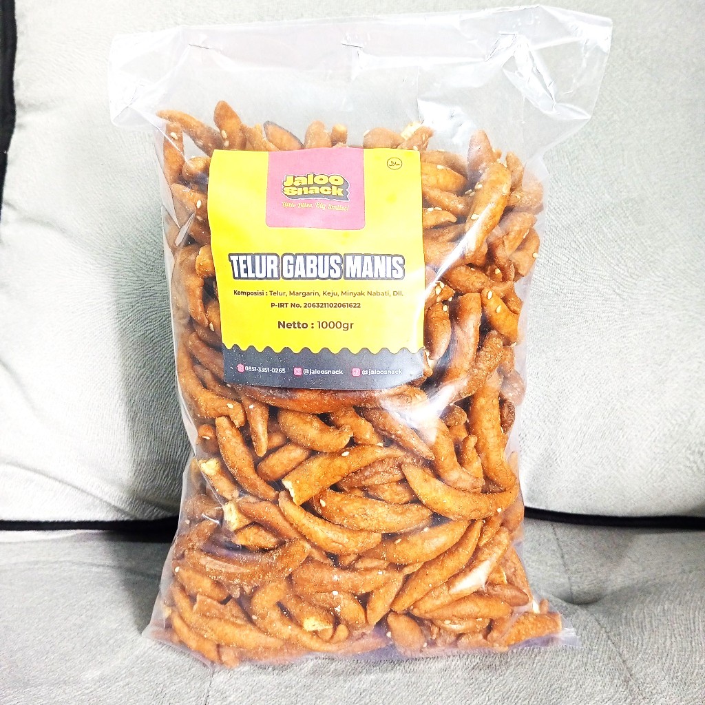 

JALOO SNACK Cemilan Telur Gabus Manis Premium Makanan Ringan Cemilan Snack Stick Kiloan Eceran