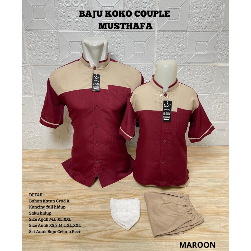 Koleksi Ranum | Fashion Muslim Ayah dan Anak  Baju Koko Couple Musthafa rekomendasi Set Lebaran 2025