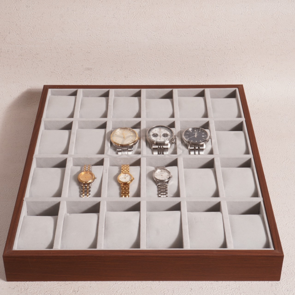 Kotak Display Jam Tangan Kayu Premium isi 24 - Wooden Watch Box 24 Slots