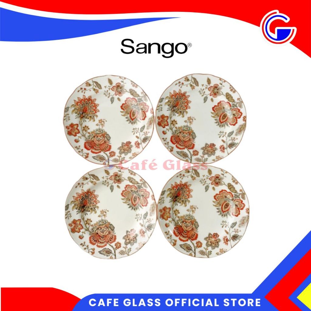 DINNER SET SANGO | PIRING SET KERAMIK | MAGKOK SET KERAMIK | SET HAMPERS SANGO WINTER FLORAL RED