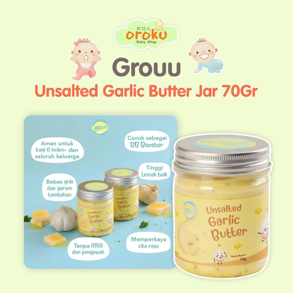 

GROUU UNSALTED GARLIC BUTTER JAR 70GR / BUMBU MASAKAN MENTEGA