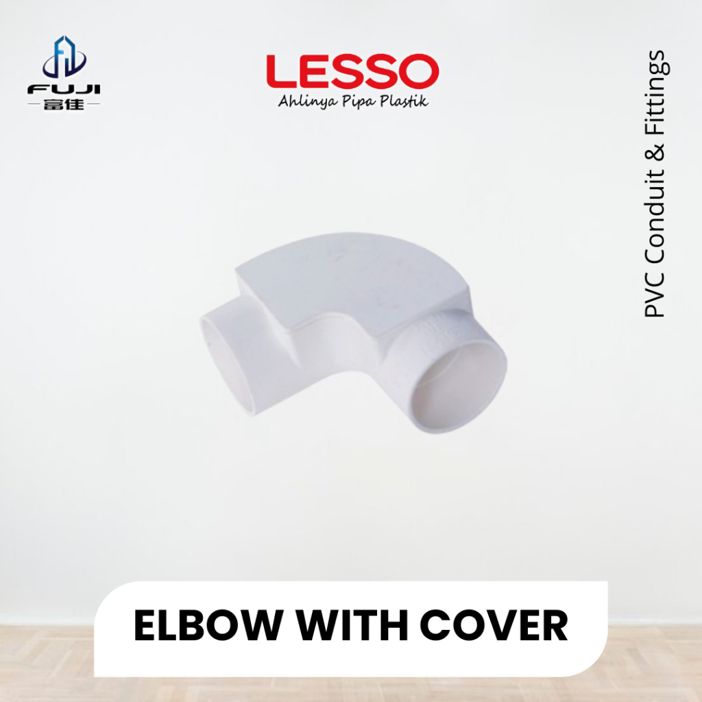 Lesso 90 Elbow Dengan Penutup Cover Conduit Fitting PVC 20 mm