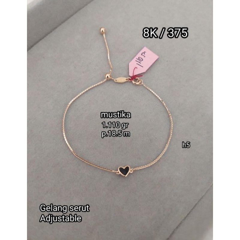 Gelang serut model love cat hitam 8K / 375