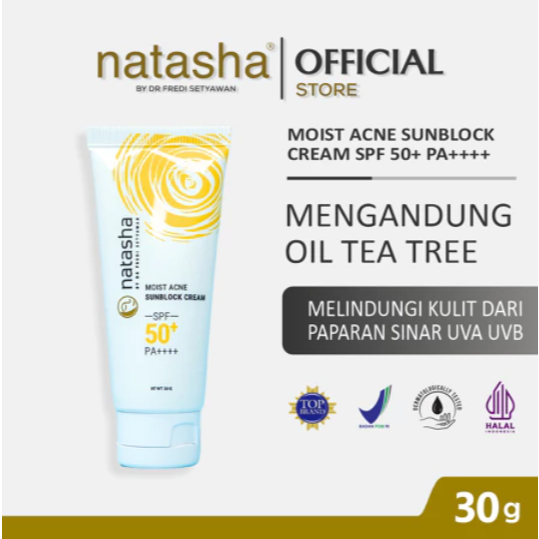 NATASHA SKINCARE SUNBLOCK WAJAH TUBE SPF50 / Moist Acne Sunblock Cream SPF 50