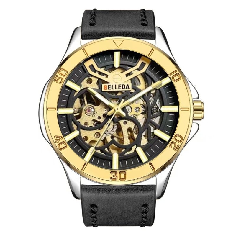 Belleda Jam Tangan Automatic SN 9482 Anti Air Tali Kulit Original Fashion Bisa COD