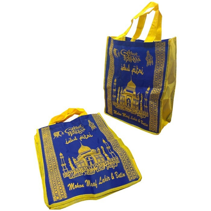 

Goodie Bag Tas Hari Raya Idul Fitri Bingkisan Lebaran Souvenir Gift Motif Biru 75 Gr Ukuran 25x35x8 cm