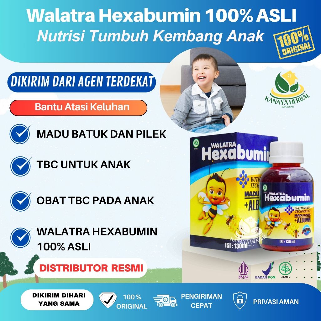 Madu Batuk, Pilek, TBC Untuk Anak - Obat TBC Pada Anak - Walatra Hexabumin 100% ASLI