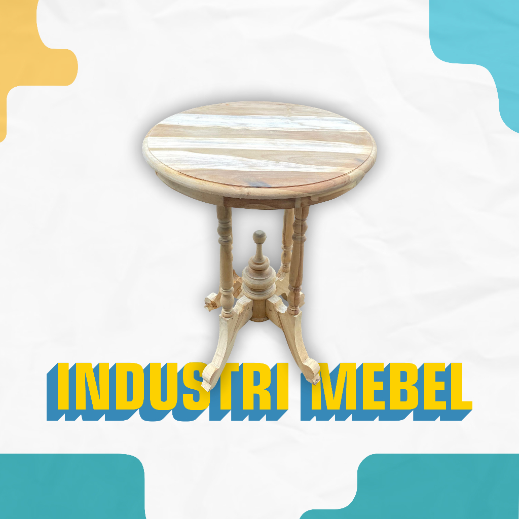 MEJA BUBUT KAKI 4 KAYU JATI MEJA TERAS MURAH