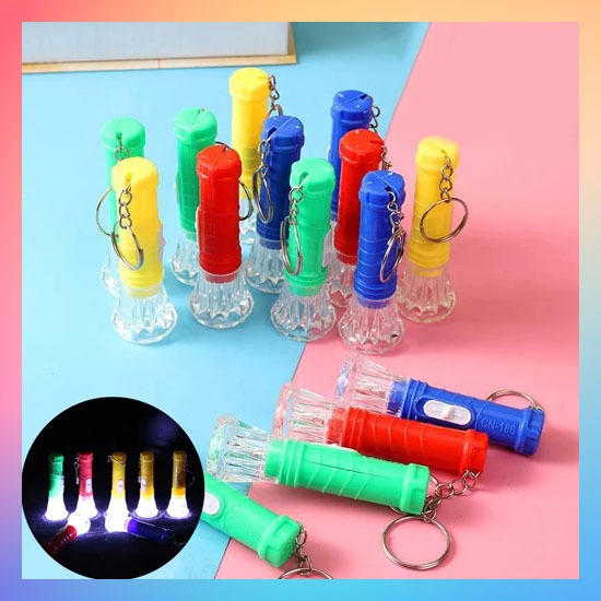 Gantungan Kunci Senter LED Mini Warna Warni / Souvenir Gantungan Kunci Flashlight LED Senter Keychai