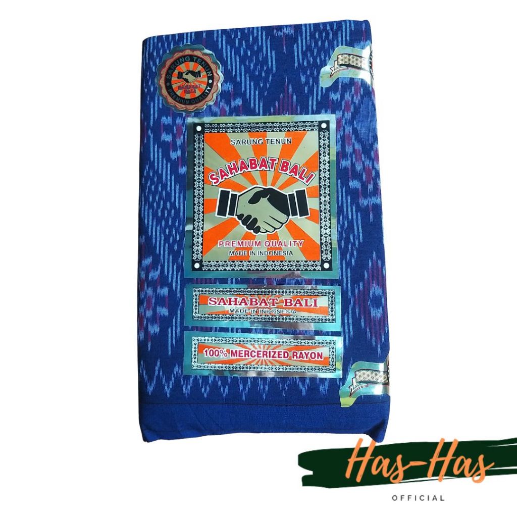 SARUNG GOYOR SAHABAT BALI JAHIT TENGAH MOTIF BIRU C1