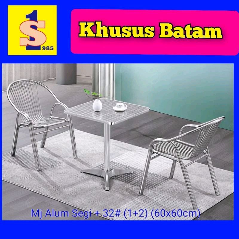 Kursi teras 2pc+1pc Meja teras aluminium/Kursi meja teras 1set (KHUSUS BATAM)