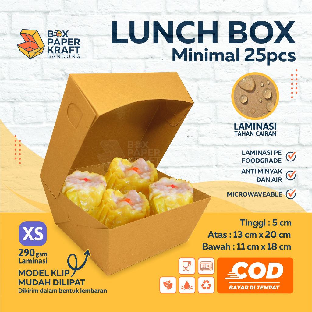 Box Dimsum Takoyaki Bola Ubi Size XS 290gsm Kotak Makan Kertas Kraft