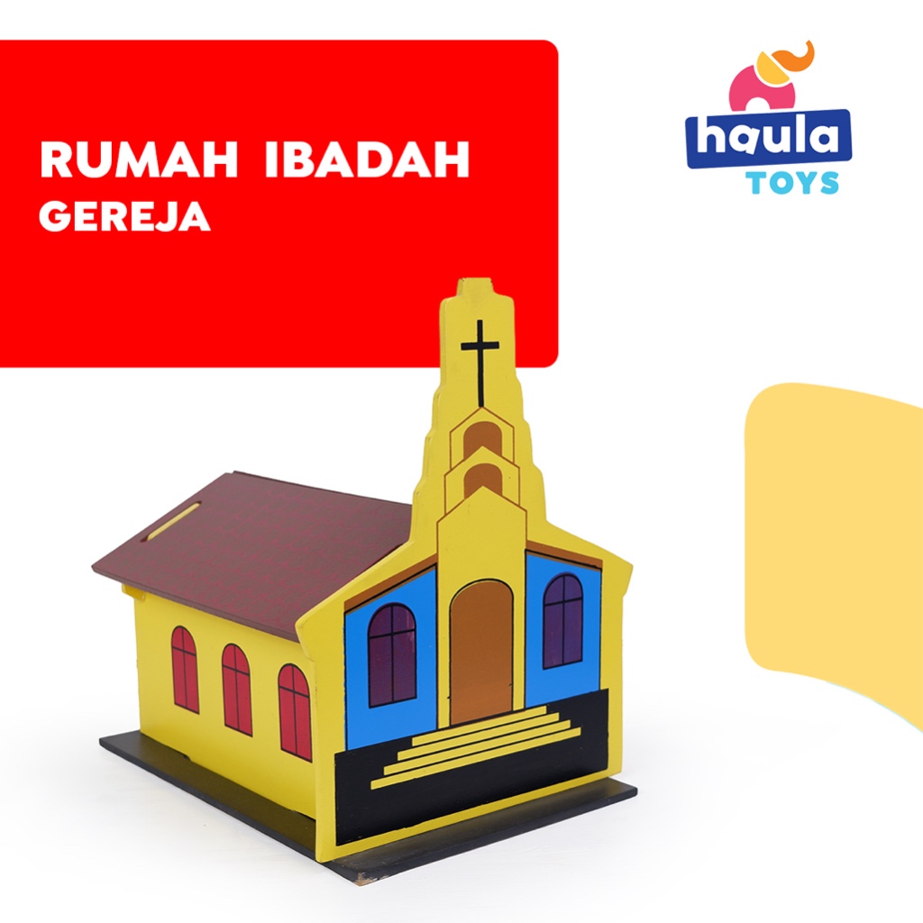 HAULA TOYS || maket rumah ibadah gereja bongkar pasang, maket kayu, rumah ibadah