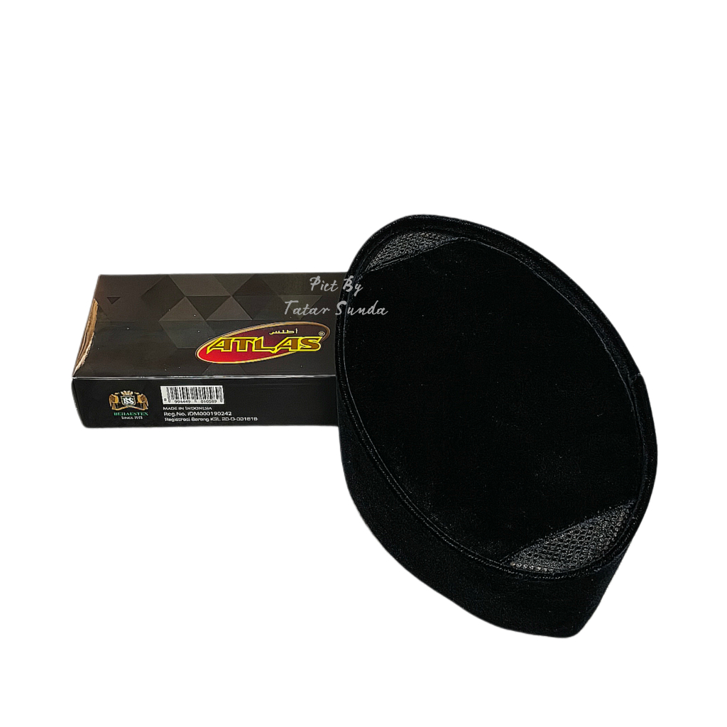 Peci Hitam Atlas Original Kopiah Songkok Premium Motif Ac Tinggi 7 8 9 10 Cm