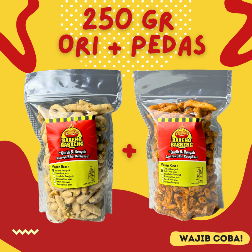 

(Buy 1 get 1) Beli 1 Gratis 1 Basreng Original 250 Gr + Basreng Pedas 250 Gram