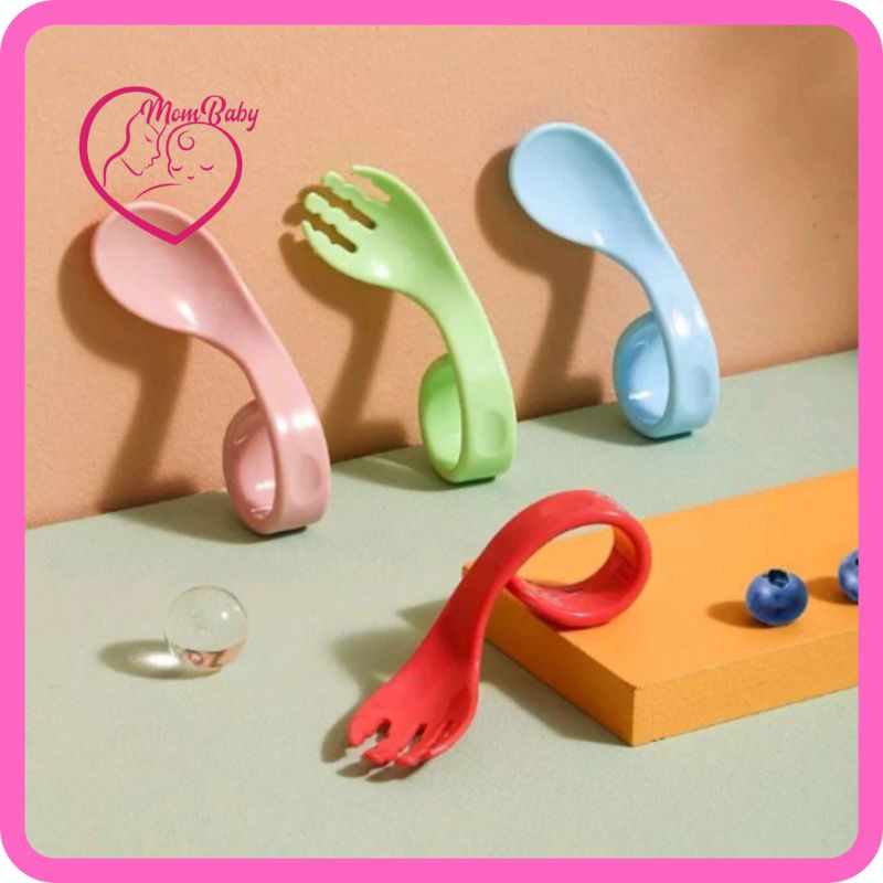 SENDOK GARPU MAKAN ANAK BAYI SET 2 PCS / SENDOK ANAK BELAJAR MAKAN