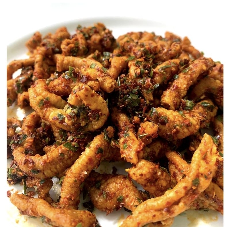 

kripik usus pedas daun jeruk 1kg