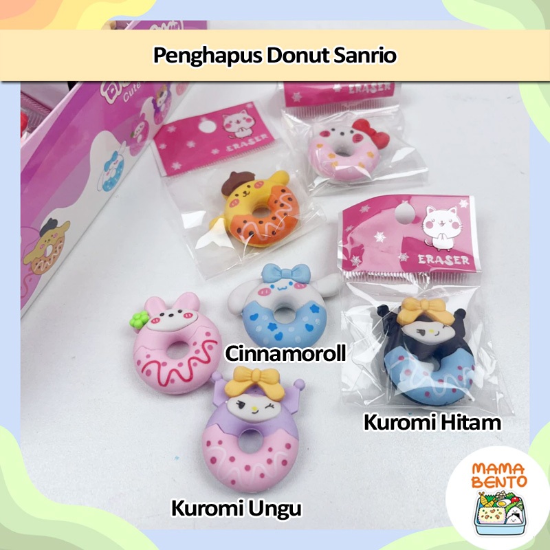 

Penghapus Pensil bentuk Donut 3D Sanrio Kuromi Cinnamoroll Melody model Donat Tiga Dimensi Cantik Imut Lucu Tebal Bahan Premium Cetakan Warna Terang Vibrant dan Bagus untuk anak sekolah PAUD Preschool TK SD