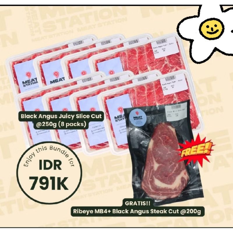 

BUNDLE) Black Angus Juicy 250g FREE RIBEYE MB4+ STEAK 200g