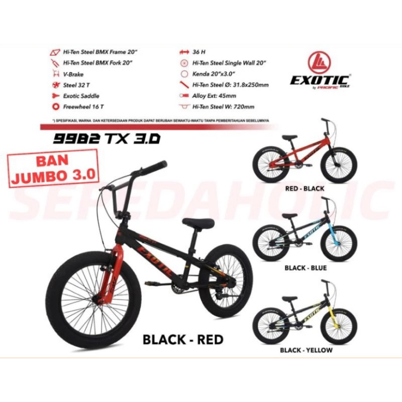SEPEDA BMX 20x3.0 EXOTIC BAN BESAR