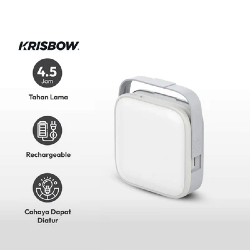 Krisbow Lampu Darurat Square - Putih/abu-abu/ACE KRISBOW EMERGENCY LIGHT SQUARE/ACE KRISBOW LAMPU DA