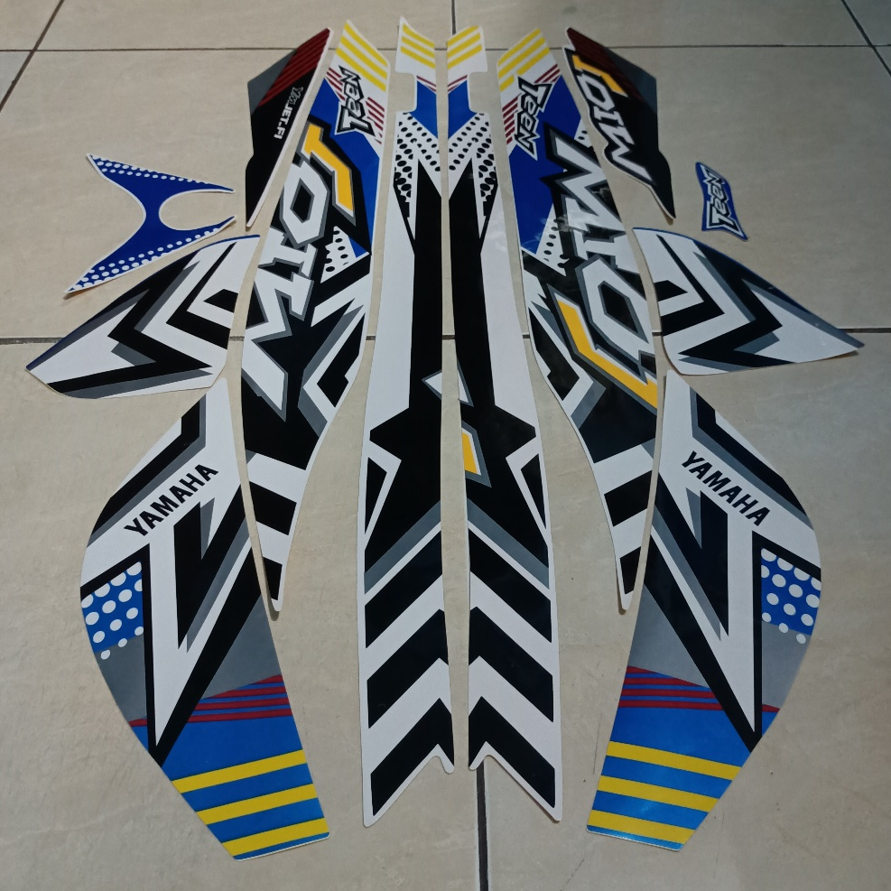 stiker striping yamaha mio j teen 2012 2013 biru putih lis body standar berkualitas original