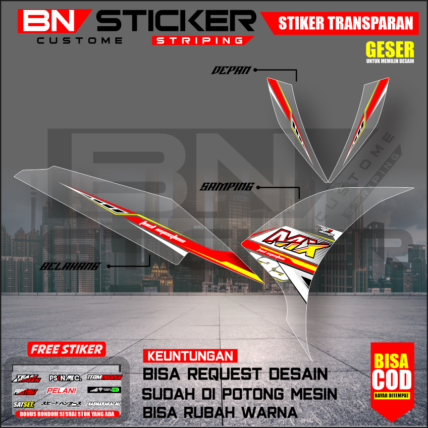 striping mx new 135 transparan new jupiter mx njmx racing minimalis merah hijau biru hitam njmx-0