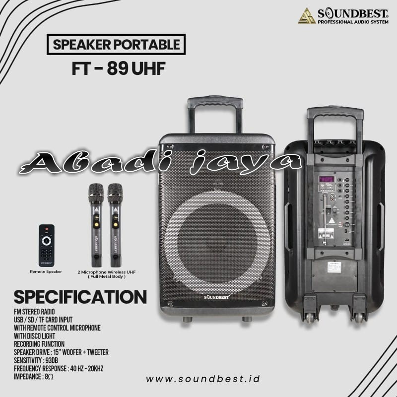 portable wireless soundbest ft89 / ft 89 15 inch original