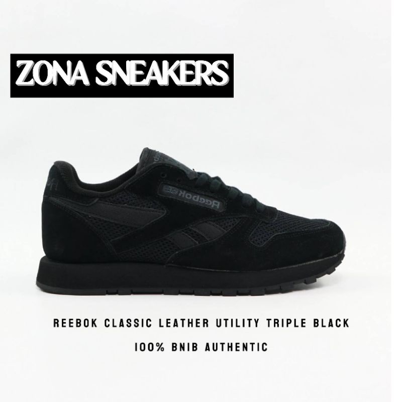 Sepatu Reebok Classic Leather Utility Triple Black