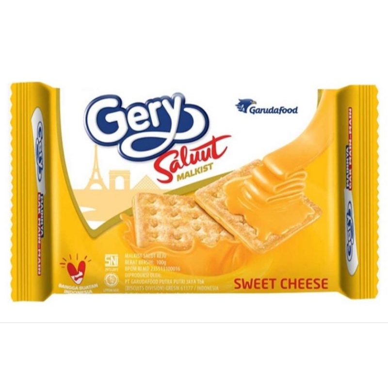 

Gery Saluut Malkist Sweet Cheese wafer biskuit rasa keju 100 gram