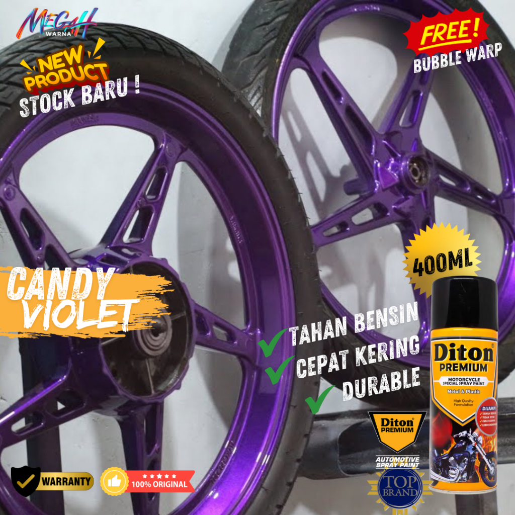 Pilok Pilox Cat Semprot Diton Premium 400cc Violet Candy Ungu kendi 9310 Klir Clear 9128 Metalik 858