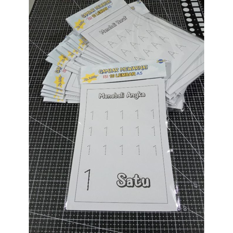 

10 Lembar Kertas Gambar Menebali Angka Ukuran A5 Kertas HVS 75Gsm