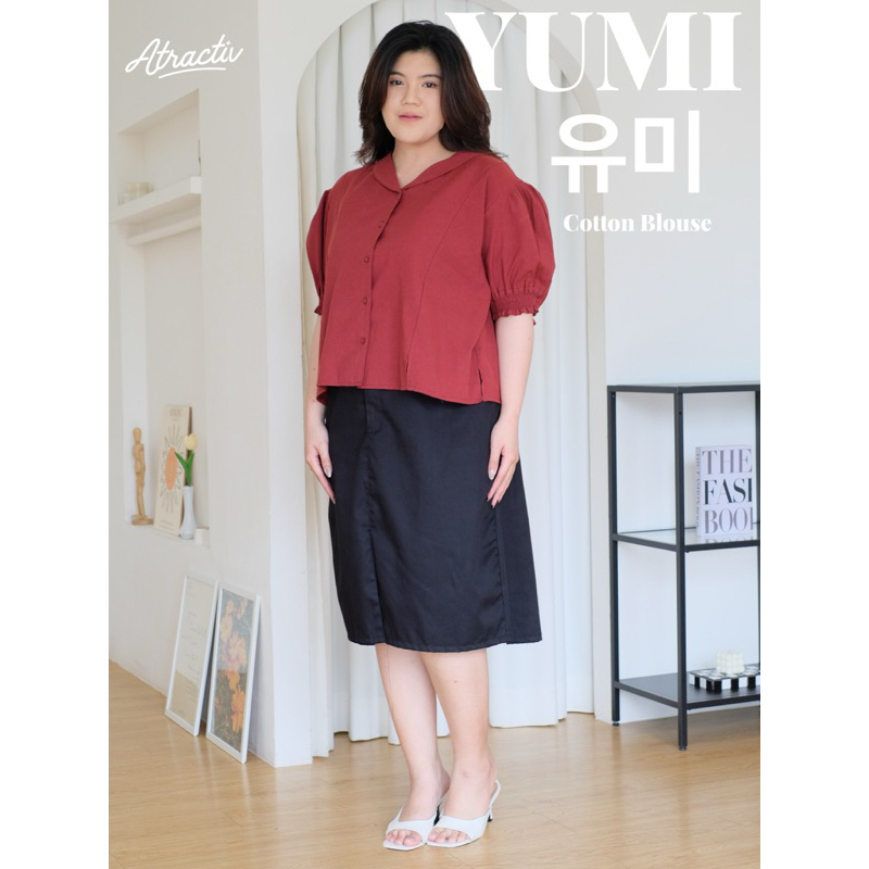 Jk0- Atractiv Blouse Kantor Jumbo Wanita Ld120 Ld130 Ld142 Blouse Lengan Pendek Jumbo Blouse Korea