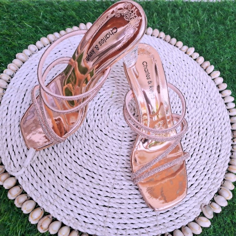 Sandal heels pesta permata mewah 7cm