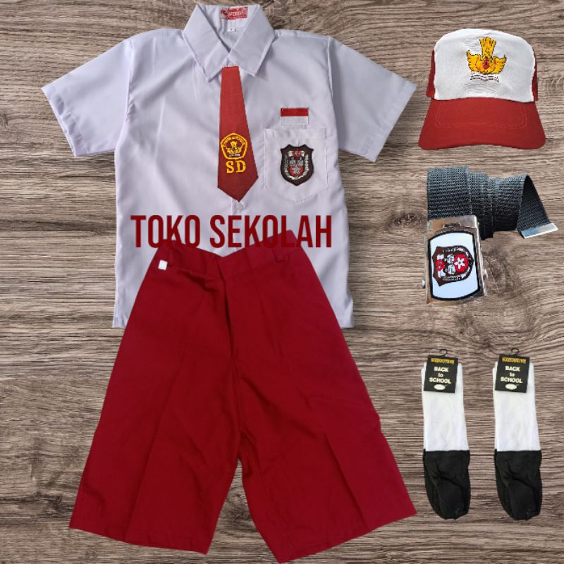 Seragam Sekolah Anak SD Laki2 Merah putih Baju pendek celana pendek