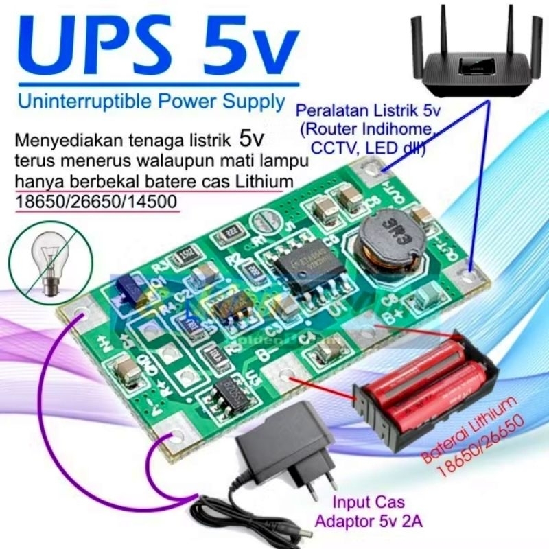 Modul Kit UPS Backup Power Input DC 5-12v Output 5v/9v/12v DC
